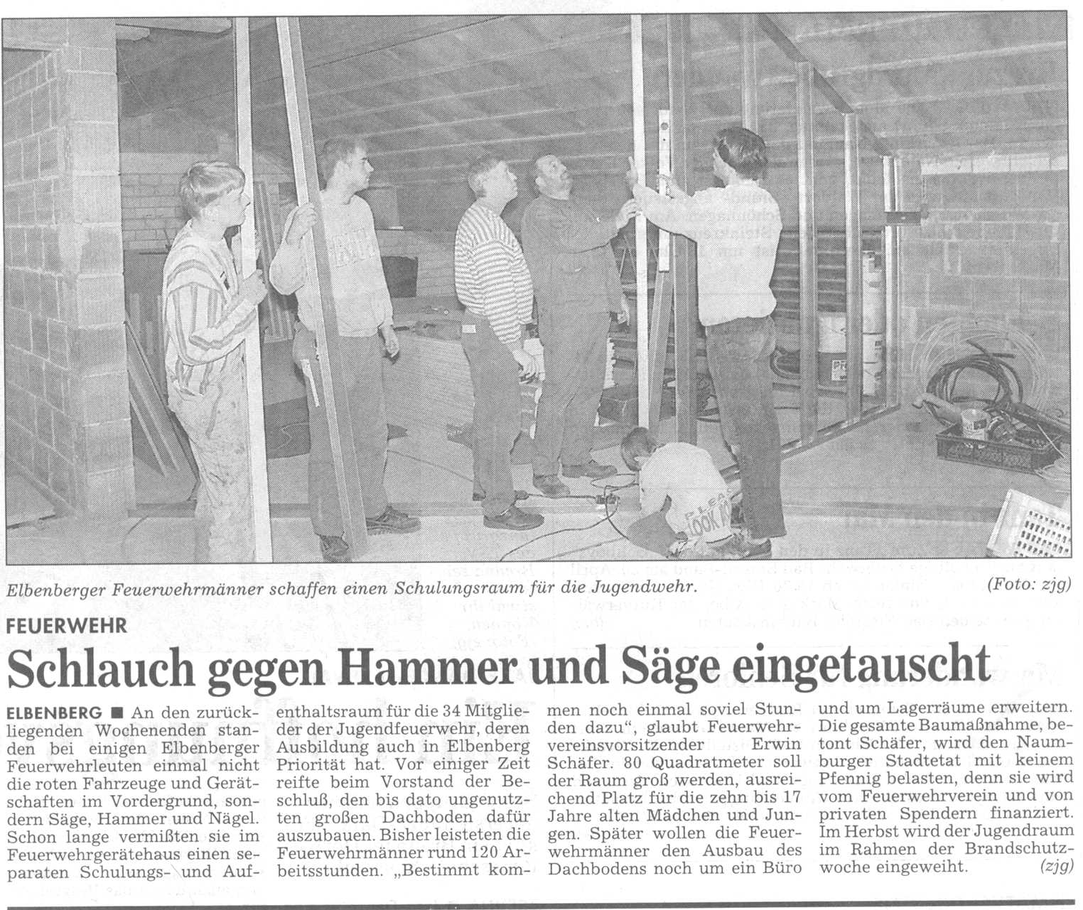 1999 04 21 Bericht über Ausbau des Dachbodens Zeitungsbericht
