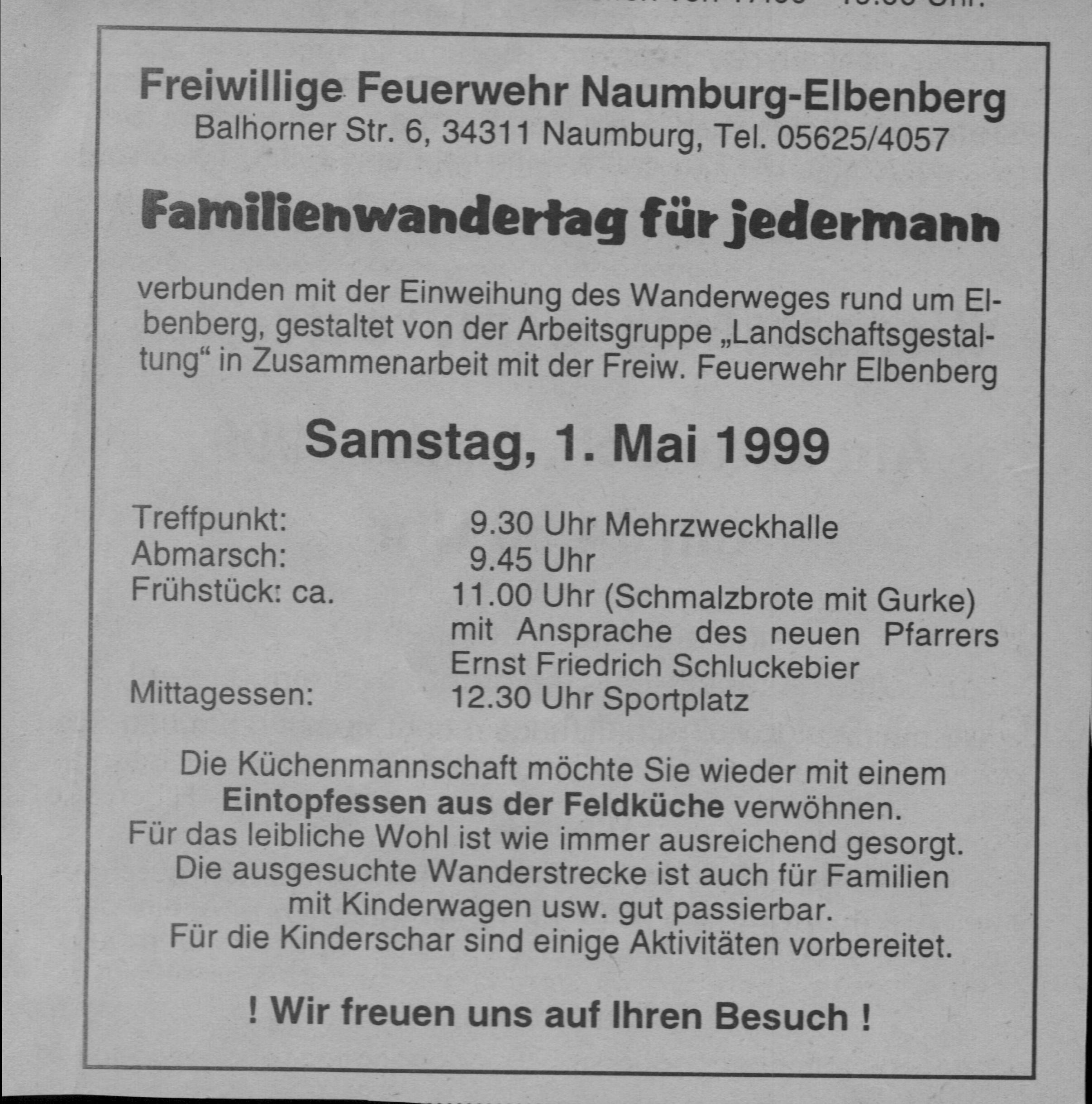 1999 04 29 Einladung zum 1. Mai Familienwandertag