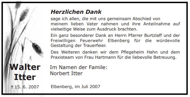 2007 07 07 Trauer Danksagung Ehrenmitglied Walter Ritter